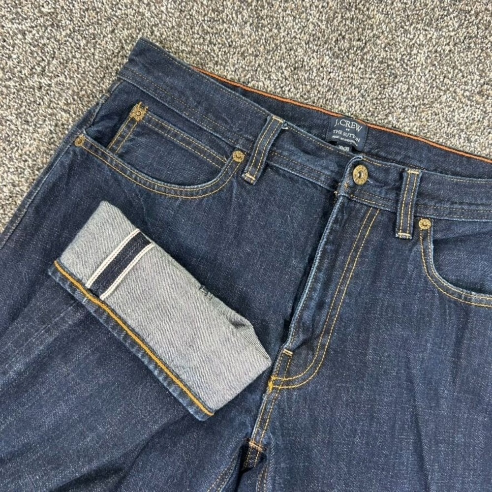 J Crew The Sutton Selvedge Red Line Raw Denim Jeans Mens 30x30 Dark Indigo Wash